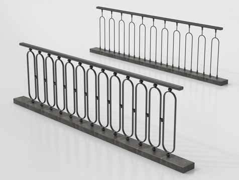 现代铁艺栏杆 护栏 围栏su模型