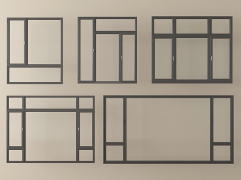  现代窗组合 平开窗 落地窗 阳台窗3d模型 