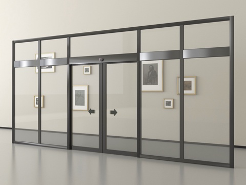 现代电动门 电动玻璃门 玻璃感应门 玻璃移门su模型