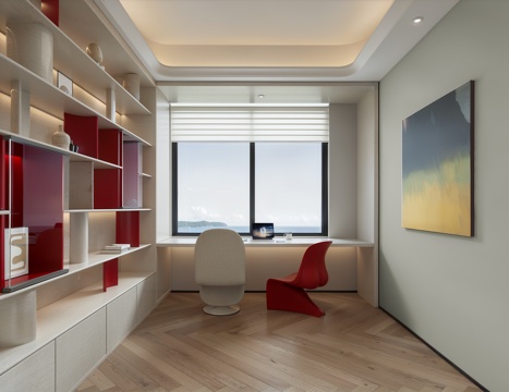  现代书房3d模型 