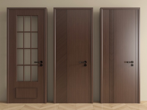 中古实木门 单开门 卧室门 玻璃门 厨卫门su模型