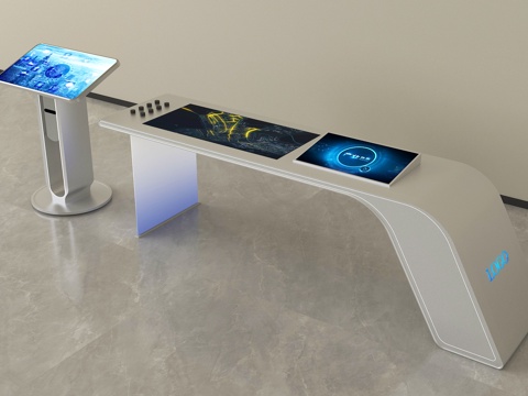 现代一体机 查询机 触控一体机su模型