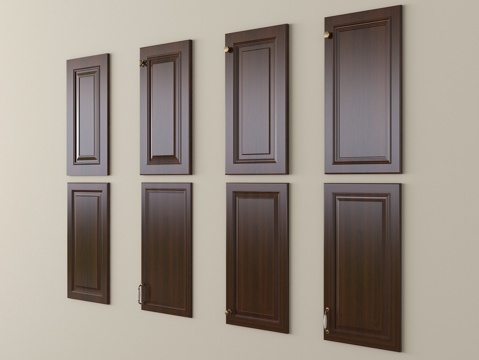 新中式门板 装饰门板护墙板su模型