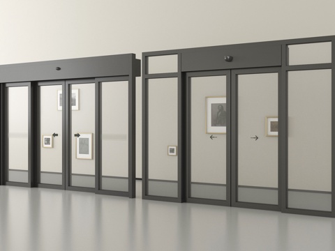 现代电动门 电动玻璃门 玻璃感应门 玻璃移门su模型