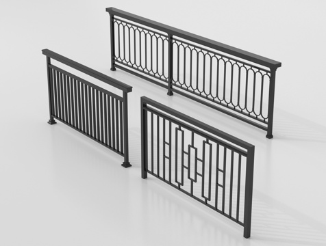 现代铁艺栏杆 护栏 围栏 防护栏 栏杆 扶手3d模型 