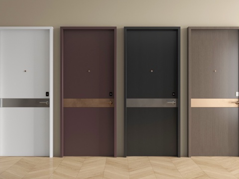 现代单开门 平开门 卧室门 木门su模型