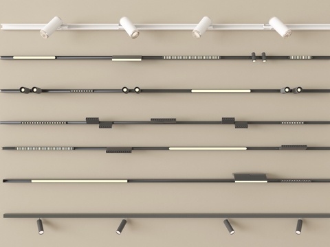 现代筒灯射灯 轨道式筒灯射灯 磁吸轨道灯su模型