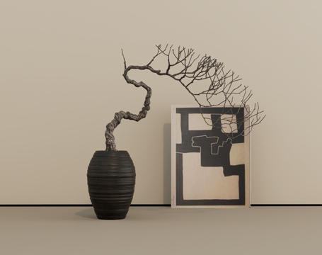 植物挂画su模型