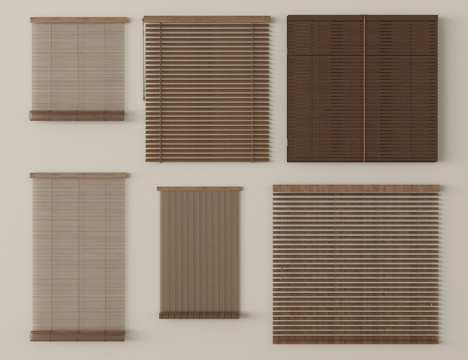 现代风格窗帘 百叶帘 卷帘su模型