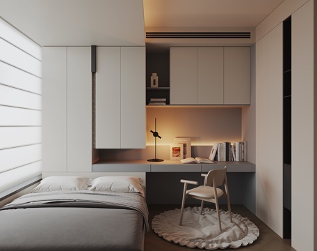 现代榻榻米卧室su模型