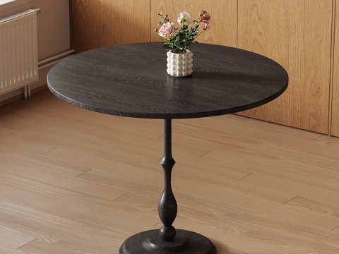 现代复古餐桌 圆餐桌su模型