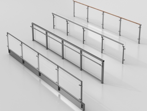 现代围栏护栏 玻璃栏杆 护栏 扶手 阳台护栏su模型