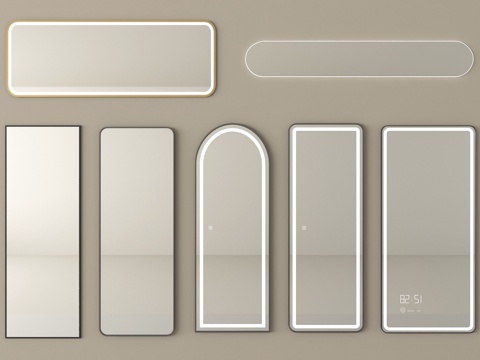 现代镜子 化妆镜 装饰镜 浴室镜 穿衣镜 落地镜su模型
