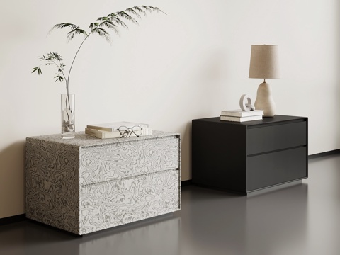 现代意式床头柜su模型