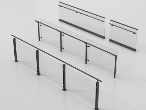 现代围栏护栏 玻璃栏杆 护栏 扶手 阳台护栏su模型