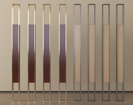 现代中古风屏风隔断su模型