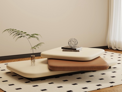  现代奶油茶几 异形茶几 中古茶几3d模型 