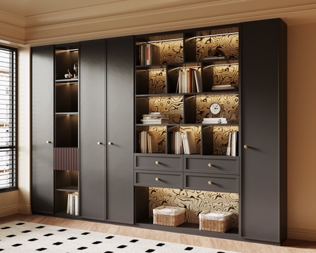 法式复古书柜 置物柜su模型