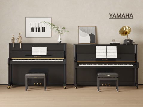 YAMAHA 现代钢琴组合su模型