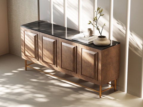 美式边柜 美式玄关柜 美式斗柜 美式装饰柜 现代美式边柜su模型