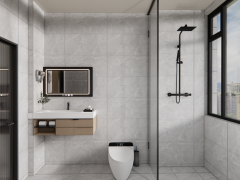 现代干湿分离卫生间su模型