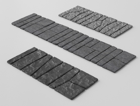 现代景观汀步 园林铺地 青石板su模型