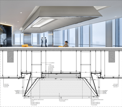藻井天花造型详图、天花藻井透光铝板、吊顶造型剖面大样cad施工图