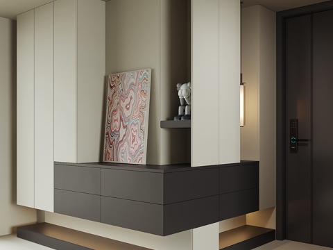 现代入户转角鞋柜su模型