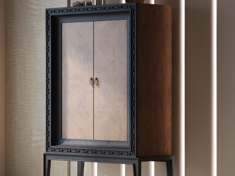 法式复古玄关柜 法式复古装饰柜 法式中古边柜 美式中古装饰柜su模型