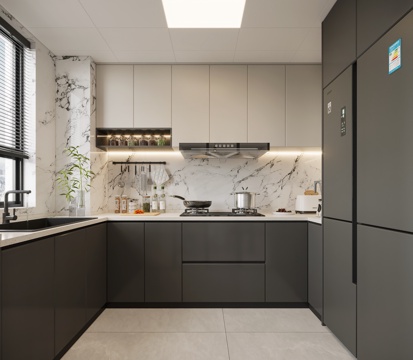  现代意式厨房3d模型 