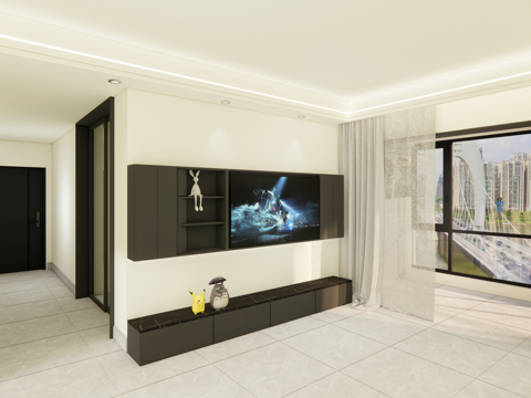 现代电视柜su模型