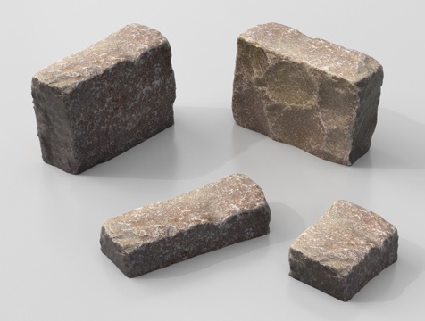  现代砖块 石头 岩石3d模型 