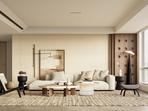  侘寂客厅3d模型 