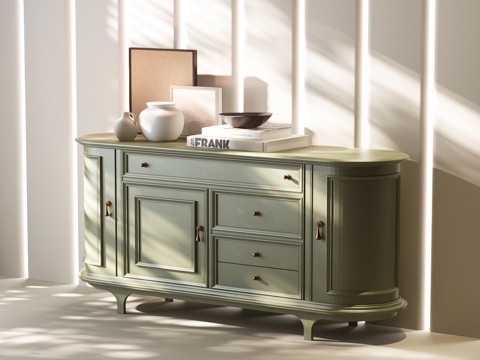 美式斗柜 美式边柜 美式装饰柜 美式玄关柜 现代美式玄关柜su模型