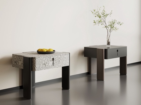 现代意式床头柜su模型