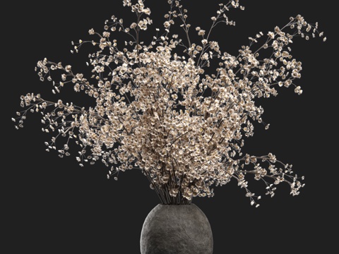 陶罐花瓶摆件 干枝花瓶 花瓶花艺摆件su模型