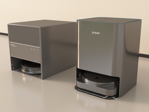 现代智能扫地机器人 拖地机器人 扫拖一体su模型