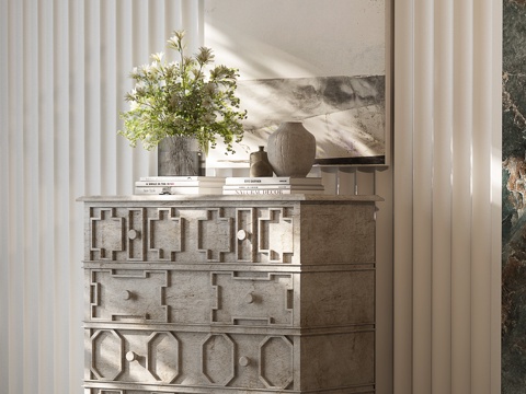 现代中古边柜 法式中古斗柜 美式中古斗柜 现代法式边柜 美式su模型