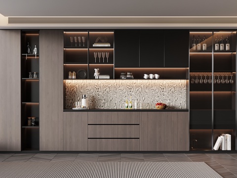  现代意式酒柜 餐边柜3d模型 