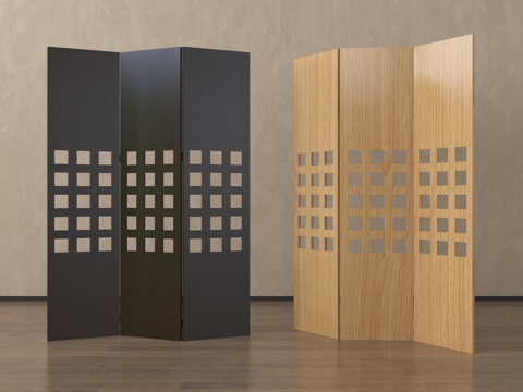  现代屏风隔断 实木隔断 折叠屏风隔断3d模型 