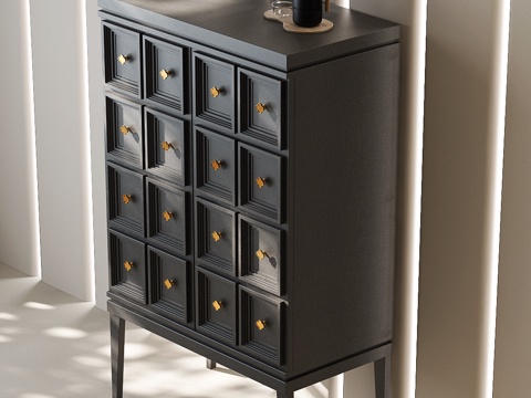 现代斗柜 现代轻奢斗柜 现代边柜 意式装饰柜 意式玄关柜su模型