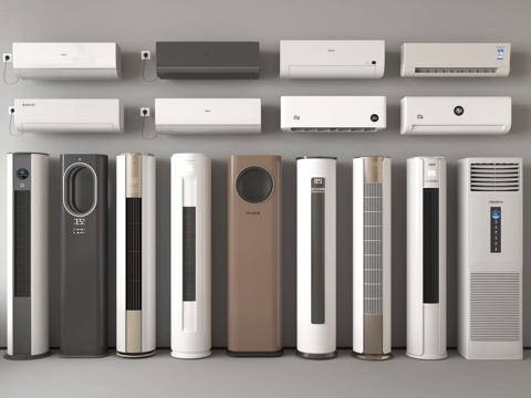 现代空调 壁挂式空调 立式空调su模型