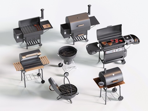  现代烧烤架 烧烤炉 露营烧烤台 庭院厨具3d模型 