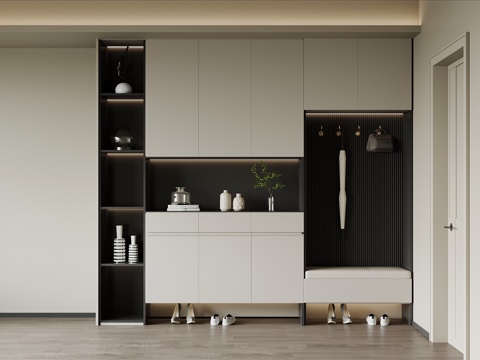 现代极简鞋柜 入户玄关柜su模型