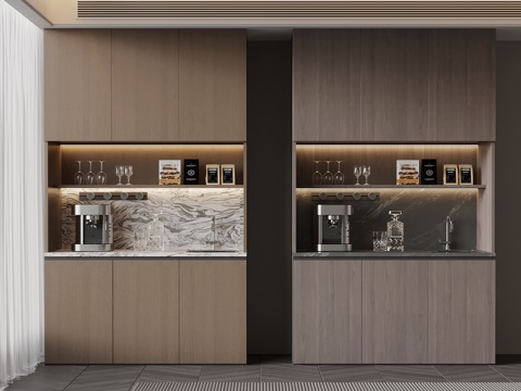 意式极简餐边柜 橱柜su模型