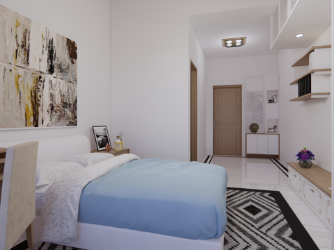 酒店客房 现代风格宿舍su模型