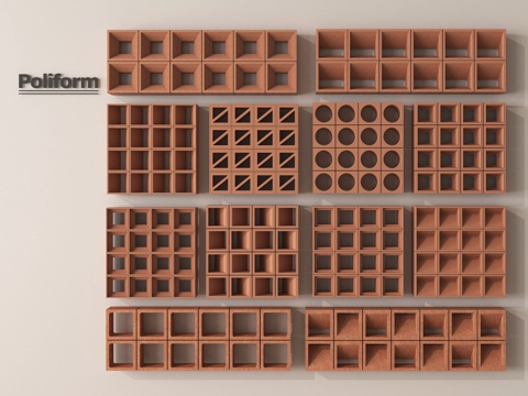 现代水泥砖 水泥砖隔断 镂空预制砖 镂空花砖su模型
