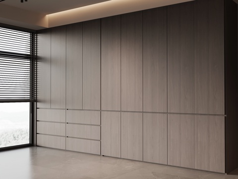 现代意式极简衣柜 成品衣柜su模型