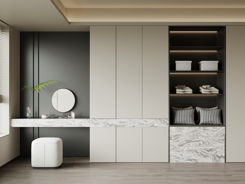 现代意式衣柜 梳妆台su模型