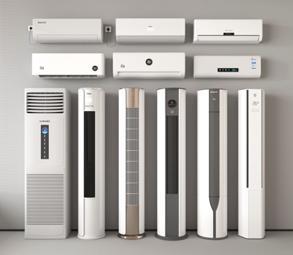 现代空调 壁挂式空调 立式空调su模型